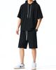 Gemma Plus Summer Short Sleeve Hoodie Set and Includes and Perfect for Loungewear and Simple and Available In Black and Men's (Top Bottoms), T-Shirt,