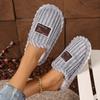 Multi Color Optional Fashionable Warm and Soft Fabric with Fluffy Plush Collar for Home Warm Winter Slippers - Skin Friendly Warm Couple Slippers