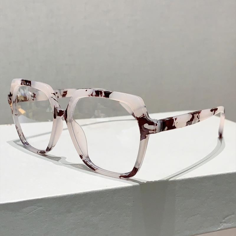 Vintage Anti Blue Light Optical Square Glasses Myopia Prescription Big Frame Women Luxury Brand Designer Double Color Eyewear