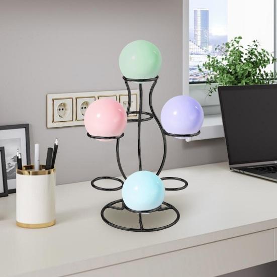 Sphere Metal Display Stand 7 Faux Crystal Ball Decorative Glass Fortune Ball Globe Stone Show Holder Organizer Rack Home Office Desktop Decoration