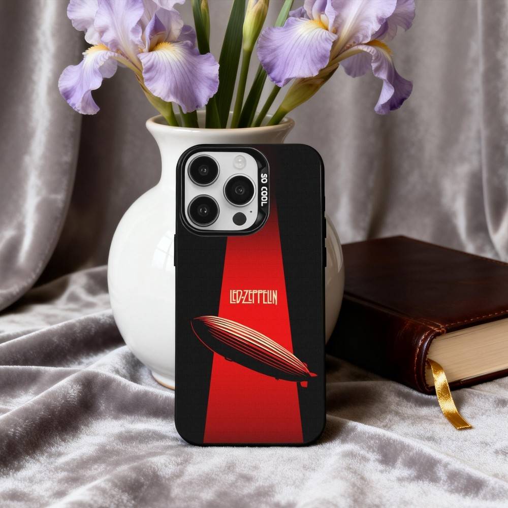 Крутой чехол для телефона Rockin L-Led Z-Zeppelin BAND для iPhone17,16,15,14,13,12,11 Plus,Pro Max Конфетный Серебряный Покрытие Внутри