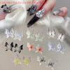 20pcs Ice Through Temperature Softening Butterfly Nail Accessory 3D Gradient Color Butterfly Wearing Nail Resin Drill Decoration