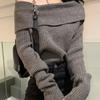 Women's One Neck Short Knit Sweater Solid Color Off Shoulder Girl's Fashionable Tops Ladies' Slim Fit Versatile Clothing