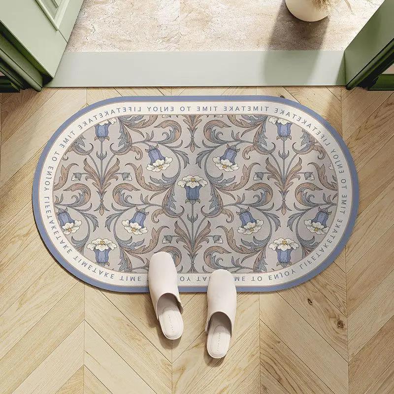 Легкий роскошный европейский цветочный впитывающий коврик для пола в ванной, коврик для двери в ванную, туалет, мягкий коврик для ног с диатомовой грязью в туалете