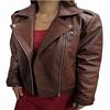Women's Dark Brown Solid Casual Motorcycle Biker Jacket, Sheepskin Leather Moto Jacket, Brando Solid Patent Jacket , Christmas Gift For Her