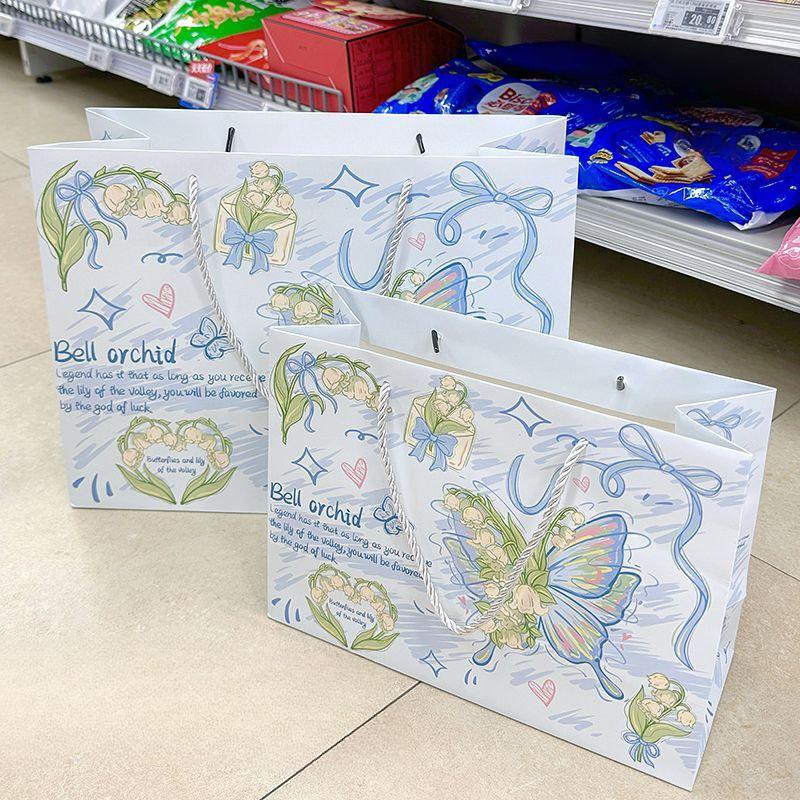 Новый Инс Стиль, Колокольчик Орхидея, Бабочка, Изысканный, Подарочная Упаковка Подарочный Пакет, Утолщенный, Картон, Прочный, Пакет для Ручной Упаковки