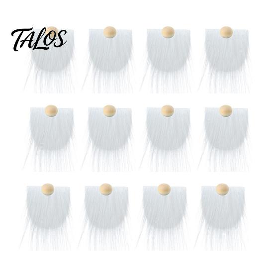 Gnome Beard Set 12Pcs And Nose Kit, DIY Christmas Craft Supplies with Reusable Polyester Fur Plush Beards Wooden Ball Noses for Doll Making,