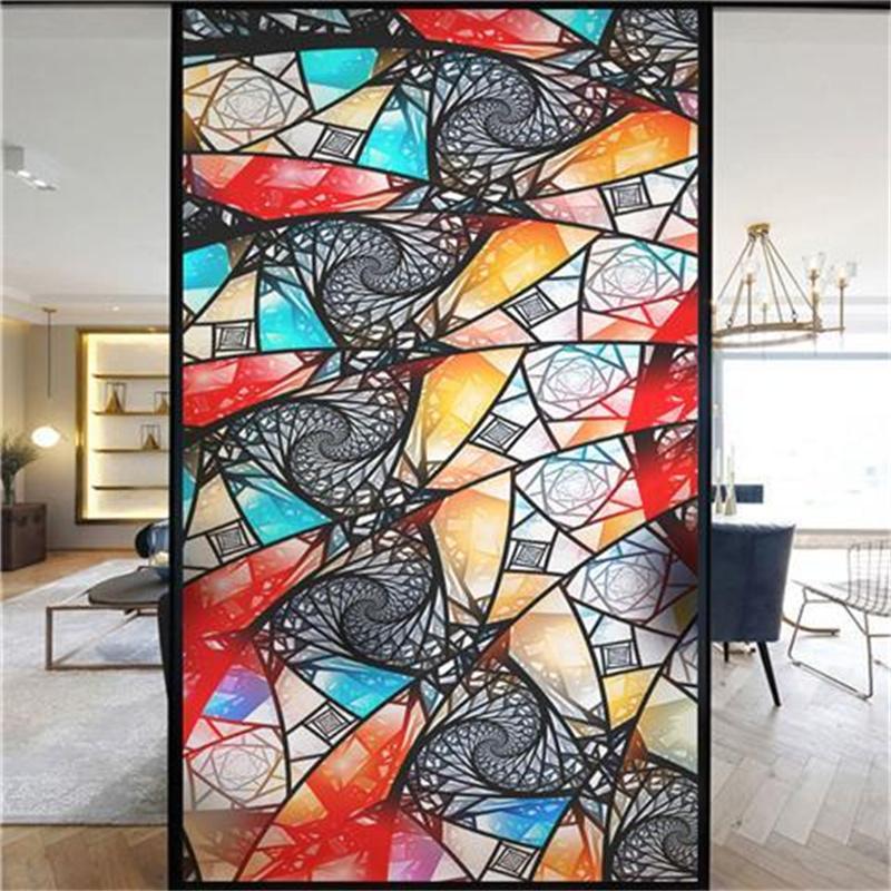 Оконная пленка, матовая витражная пленка, церковная статическая липкая пленка для конфиденциальности, самоклеящаяся наклейка на окно, кухня, офис, домашний декор