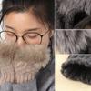 Winter Autumn Sheep Wool Faux Rabbit Fur Wrist Gloves Couples Fingerless Mittens Exposed Finger