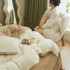 Solid Color Bean Velvet Four Piece Set, Thickened Warm Milk Velvet Bed Sheet, Quilt Cover, Flannel Bed