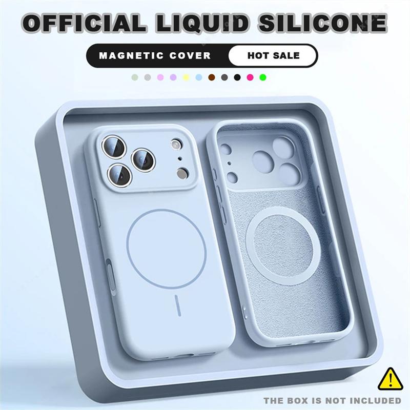 Для Magsafe Чехлы из жидкого силикона для телефона Для iPhone 17 16 15 14 13 12 Pro Max 16 Plus Air Case Магнитная крышка для беспроводной зарядки