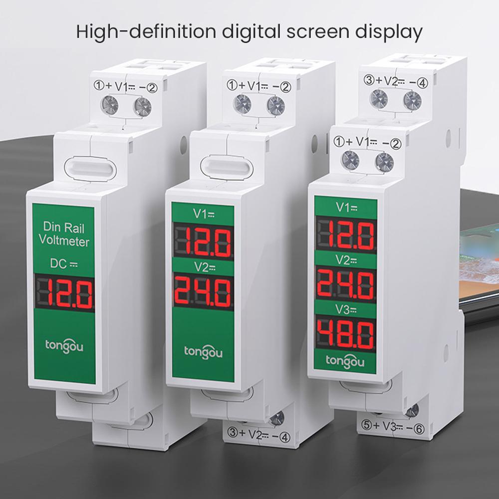Компактный вольтметр постоянного тока DC11V 310V Интеллектуальный светодиодный цифровой дисплей Вольтметр Крепление на рейку Детектор напряжения