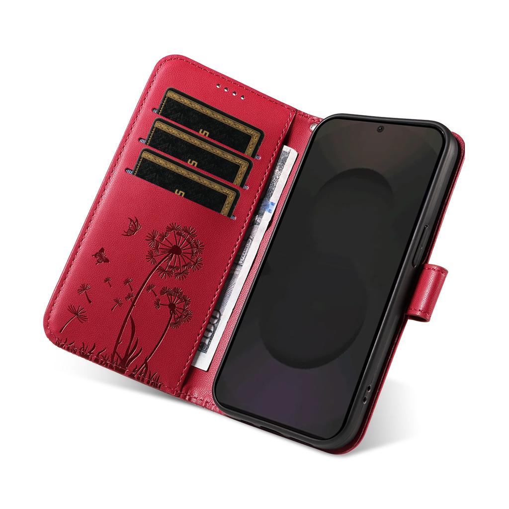 For Samsung Galaxy S25 FE Leather Wallet Case with Strap Dandelion Imprint Phone Stand Cover