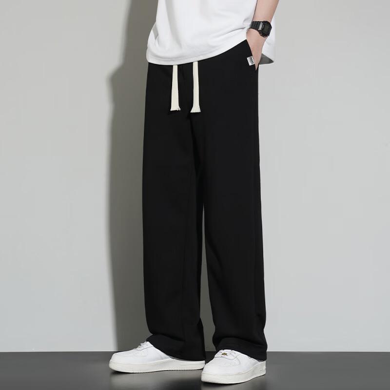 MARK FAIRWHALE Men's American Style Loose Fit Wide-Leg Casual Trousers