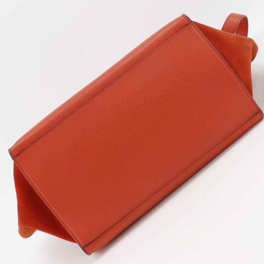 CELINE Trapeze Medium Handbag S-SN-0112 2WAYShoulder Orange leather Women Used