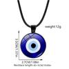 1Pc Blue Evil Eye Time Gem Necklace, Vintage Black Leather Cord Pendant Sweater Chain for Women
