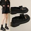 Fashion Soft-soled Platform Loafers Women's Autumn 2025 New Thick-heeled Bow One-pedal Small Leather Shoes