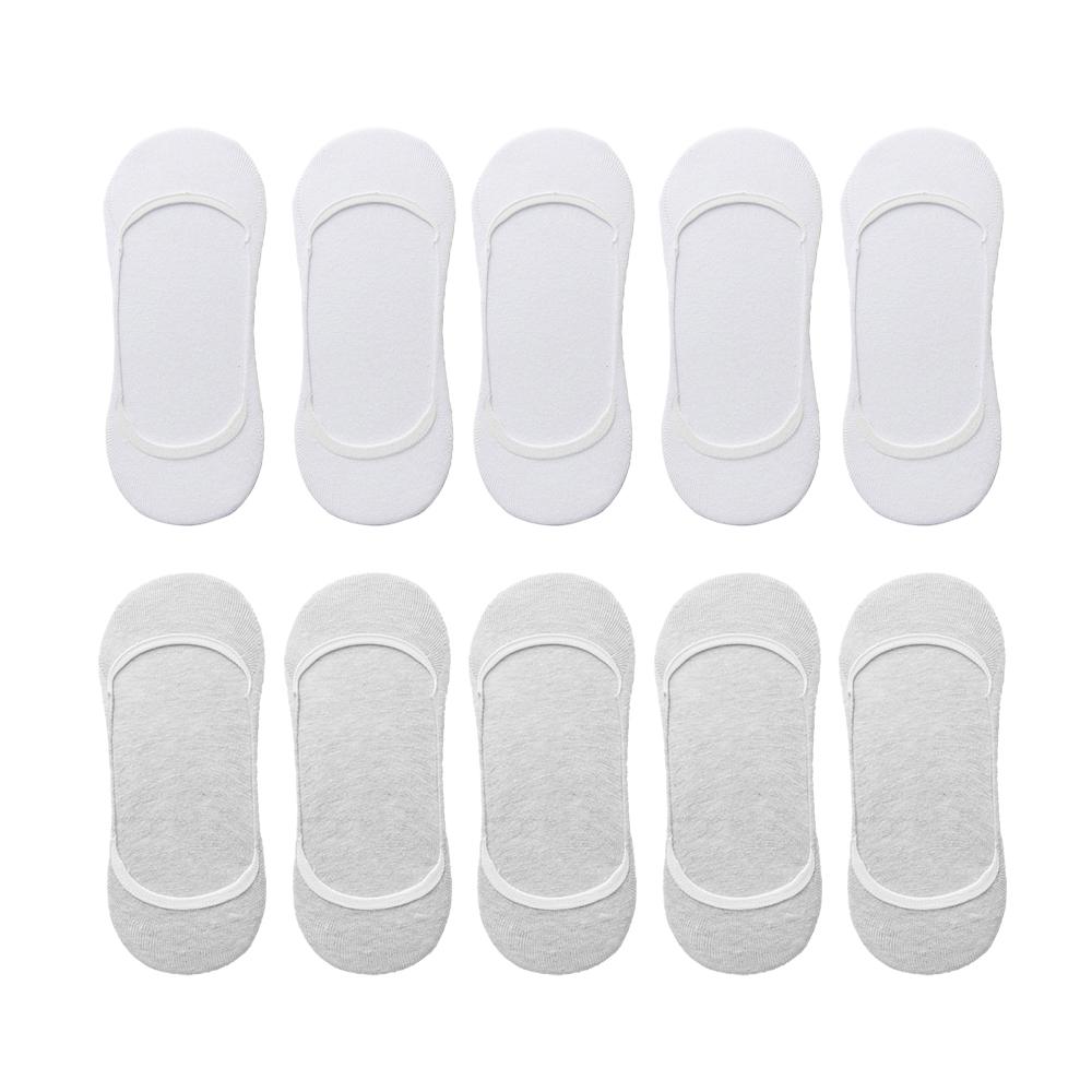 10 Pairs Women Invisible Sock Slippers Short Ankle Socks Set Fashion Ladies Woman Pack Solid Color Cotton Non-slip No Show Socks
