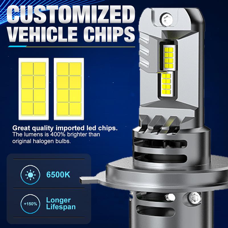 H4 Car LED Headlight Bulb CSP Fan With Canbus High & Low Beam Car Light Turbo Led Diode Lamp Auto Motorcycle CSP 6500K 12V