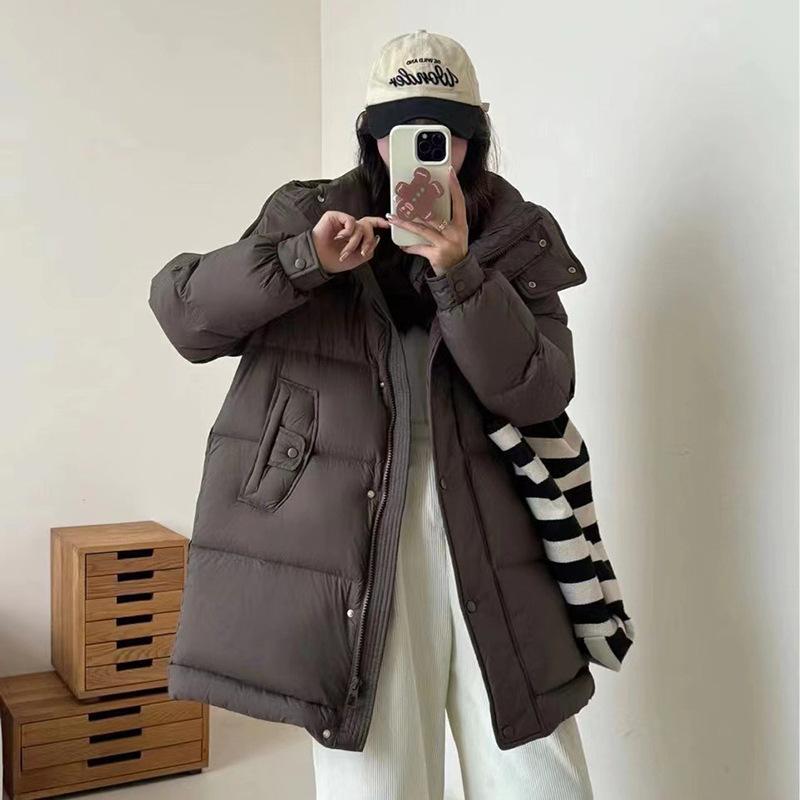 Зимняя утолщенная морозостойкая куртка на гусином пуху средней и длинной длины для женщин 2024 года, зимняя куртка высокого класса, повседневная куртка прилив