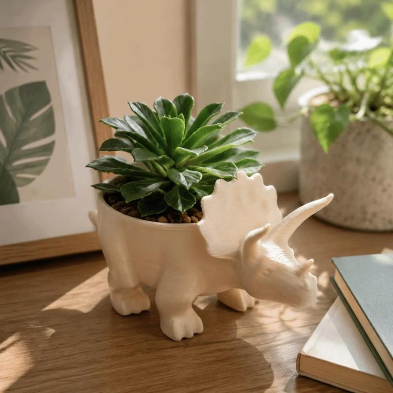 3D Printed Dinosaur Flowerpot Unique Novelty Pot Cute Desktop Decor for Office Living Room Home Decoration