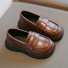 Детская кожаная обувь весна осень мода принцесса обувь для девочек повседневный простой стиль универсальный детский школьный черный лоферы
