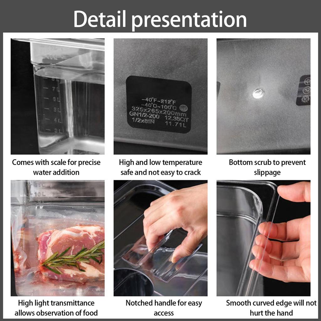 Эффективный контейнер для су-вид 6 л Прозрачная емкость для медленного приготовления Легкий мониторинг и точный контроль температуры Водяной бак