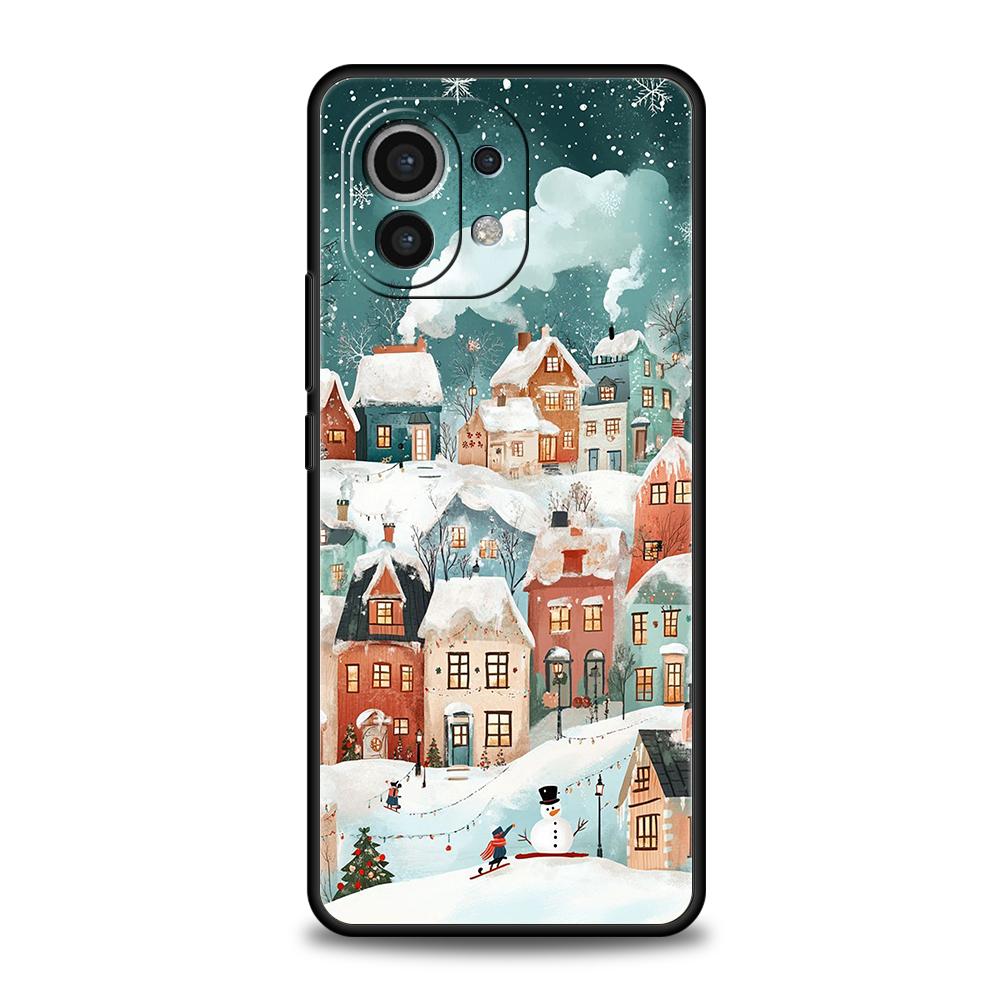 Чехол для телефона для Xiaomi Poco F7 F6 F5 F4 F3 X7 X6 X5 X4 X3 NFC M4 C51 C55 GT Pro 5G Мягкий ТПУ С Рождеством Красивая Зима Снег