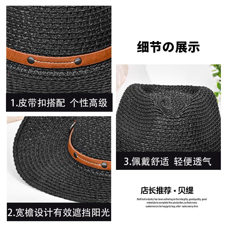 Western cowboy hat male retro ethnic style jazz hat children show face small straw hat sunscreen sun hat wholesale