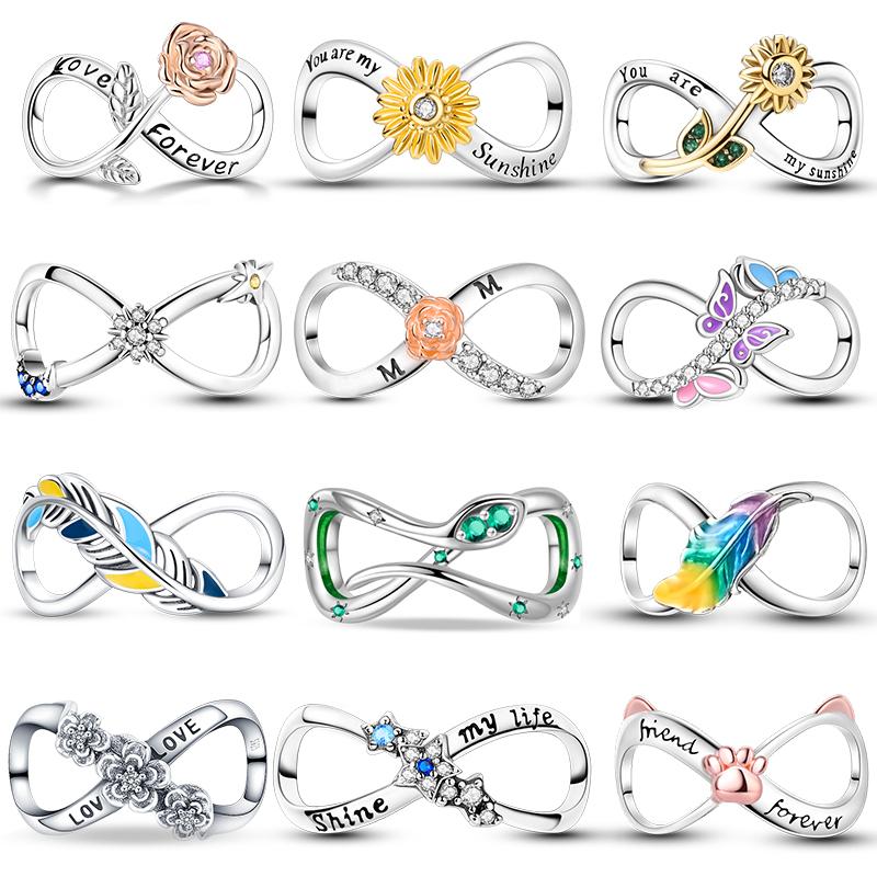 Классическая медная бабочка подсолнух перо морская звезда луна вечность бесконечность шармы бусины подходят для браслета 3 мм DIY ювелирные изделия