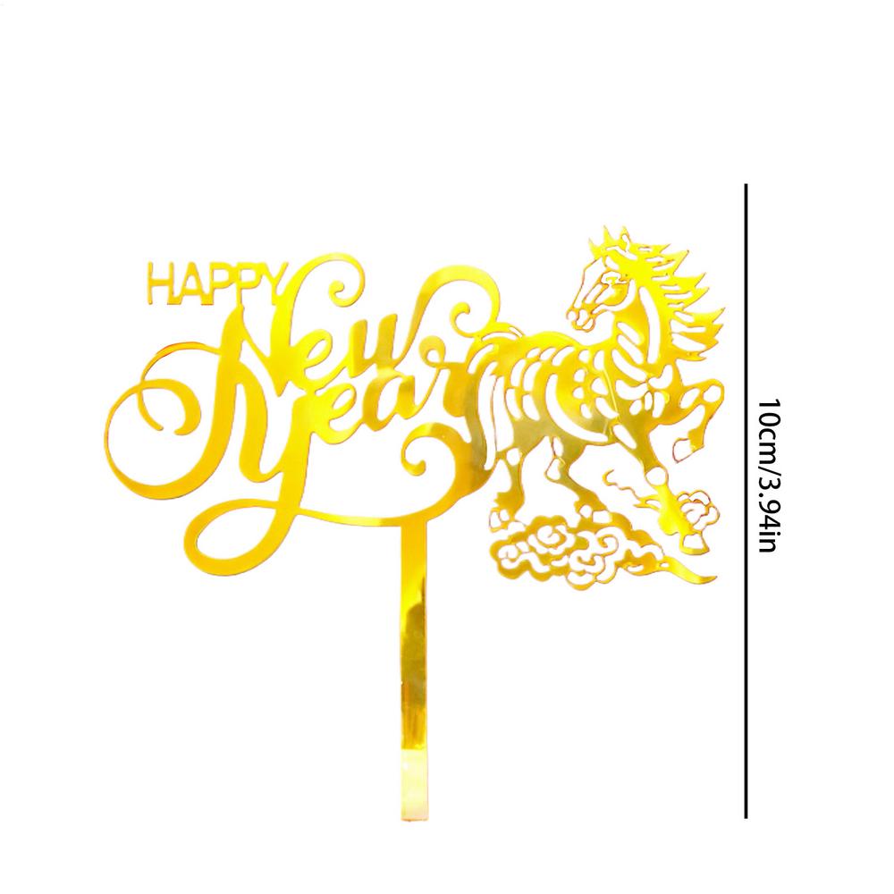 2026 С Новым годом Топперы для торта Золотой акрил Счастливого Рождества Топпер для торта Для украшения десерта в канун Нового года 1 шт.