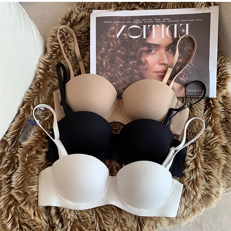 Women's Seamless Underwire Half-Cup Underwear: Ideal for Small Chests, Sexy, Versatile, Thin Top, Thicker Bottom, Gathered Design