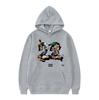 Street-style Anime Character Print Hoodie with Large Pocket Design, Loose Fit, Unisex, Trendy Casual Everyday Top