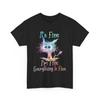 Its Fine Im Everything Is T Shirt Tie Dye Cat Vintage Washed Top For Everyday Wear Graphic Casual Versatile Fashion Soft
