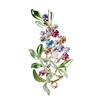 Miaomyao Cubic Zirconia Multicolor Elegant Flower Leaf Brooch Accessory for Women Birthday Anniversary Gift [MiaoMiao]