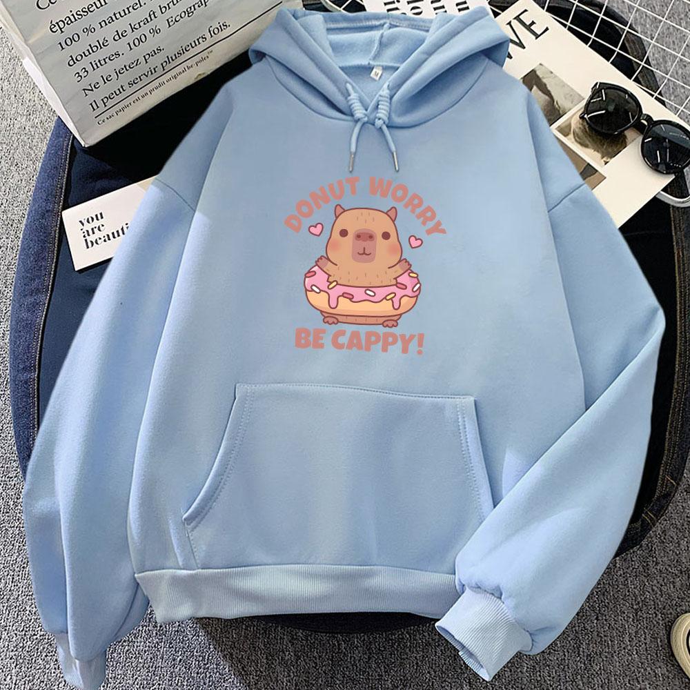 Capybara Don't Worry Be Cappy Hoodies Женская/Мужская Одежда Sudaderas Con Capucha Зимняя Теплая Мультяшная Толстовка Kawaii Для Девочек Толстовка