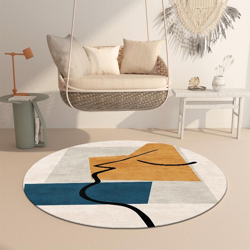 Nordic Style Bedroom Decor Round Carpet Abstract Carpets for Living Room Washable bedside Soft Floor Mat Cloakroom Anti-slip Rug