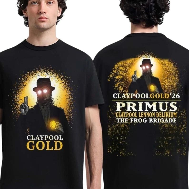 Футболка Claypool Gold 2026 Summer Tour Психоделический Рок-Концерт S-4XL