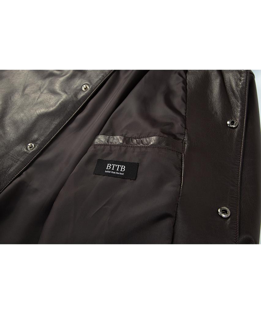 Bttb Real Leather Midi Shirt Jacket (Dark Brown)