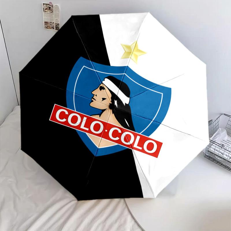 1 PC Automatic Folding Umbrella - Club Social Y Deportivo Colocolo Pattern Portable Foldable Design With 8 Ribs Christmas Birthday Gifts