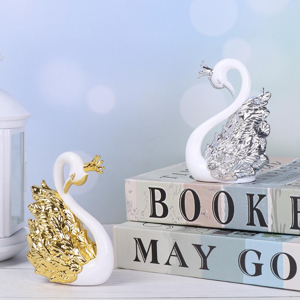 Baking Decoration Table Decorative Anniversary Ornament Cake Topper Swan Figurine Miniatures