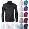 Elastic Shirt Men's Long Sleeve Shirt Men's Top Slim Solid Color Inch Shirt
