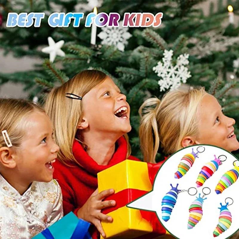 1 шт., мини-слизень, игрушка-непоседа с брелоком, милая форма гусеницы, средство для снятия стресса, офисная настольная игрушка, сенсорная игрушка для детей и взрослых