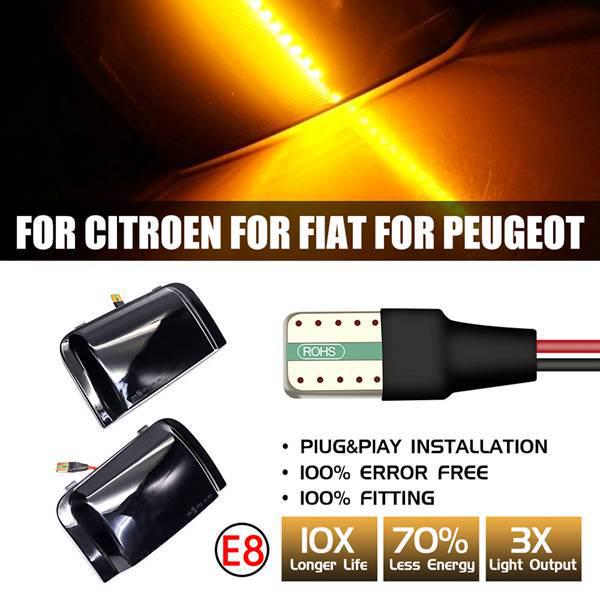 Поворотники в зеркалах заднего вида для Peugeot, Fiat и Citroen (1 пара)