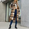Plus Size Women's Mid-Length Trench Coat Jacket Single-Breasted Vintage Outerwear