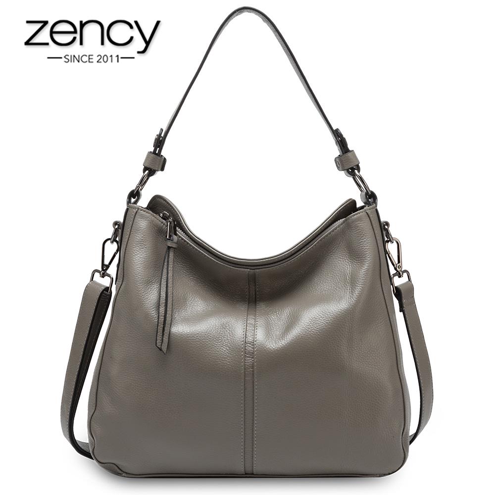 Элегантная женская сумка Zency из натуральной кожи, со съёмным ремнём на плечо