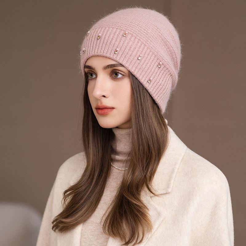 Hair Rabbit Bag Head Knitted Hat Womens Winter Wind And Cold Pullover Wool Fashion Thermal Hat