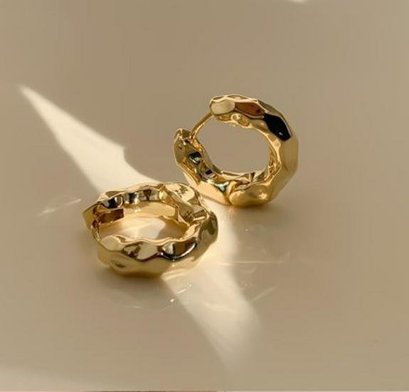 Корейские круглые серьги класса люкс с золотым покрытием - Экологически чистый CLE