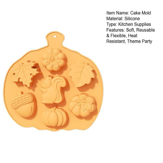 Силиконовая форма для торта на День благодарения в форме тыквы, осенние листья, многоразовая гибкая форма для шоколада, термостойкий инструмент для выпечки для тематической вечеринки в честь осеннего урожая