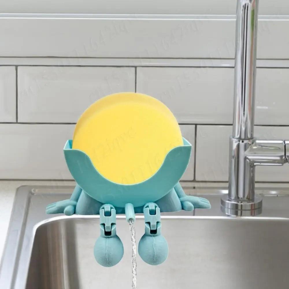 Забавная подставка для мыла с дренажем, экономящая место, стойка для губки, держатель для губки для мытья посуды, поверхность ванной комнаты